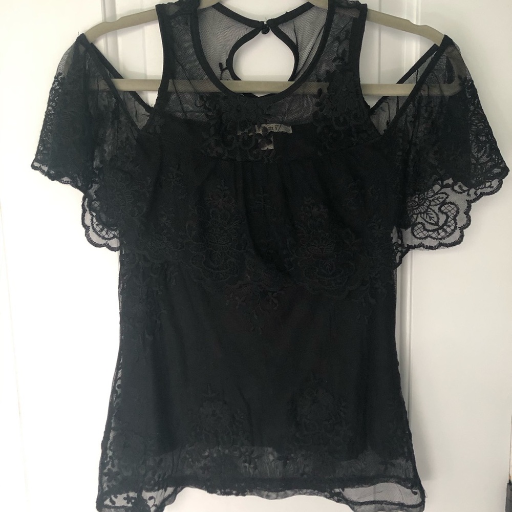 Francesca’s black lace top